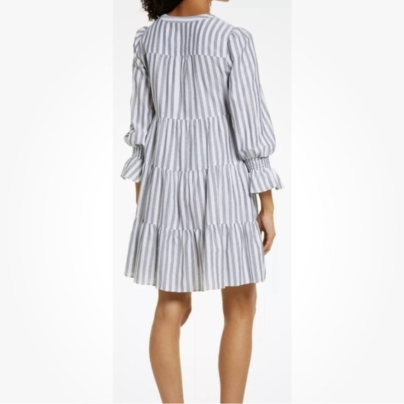 Eliza J Blue and White Striped Long Sleeve Dress - Picture 2 of 11